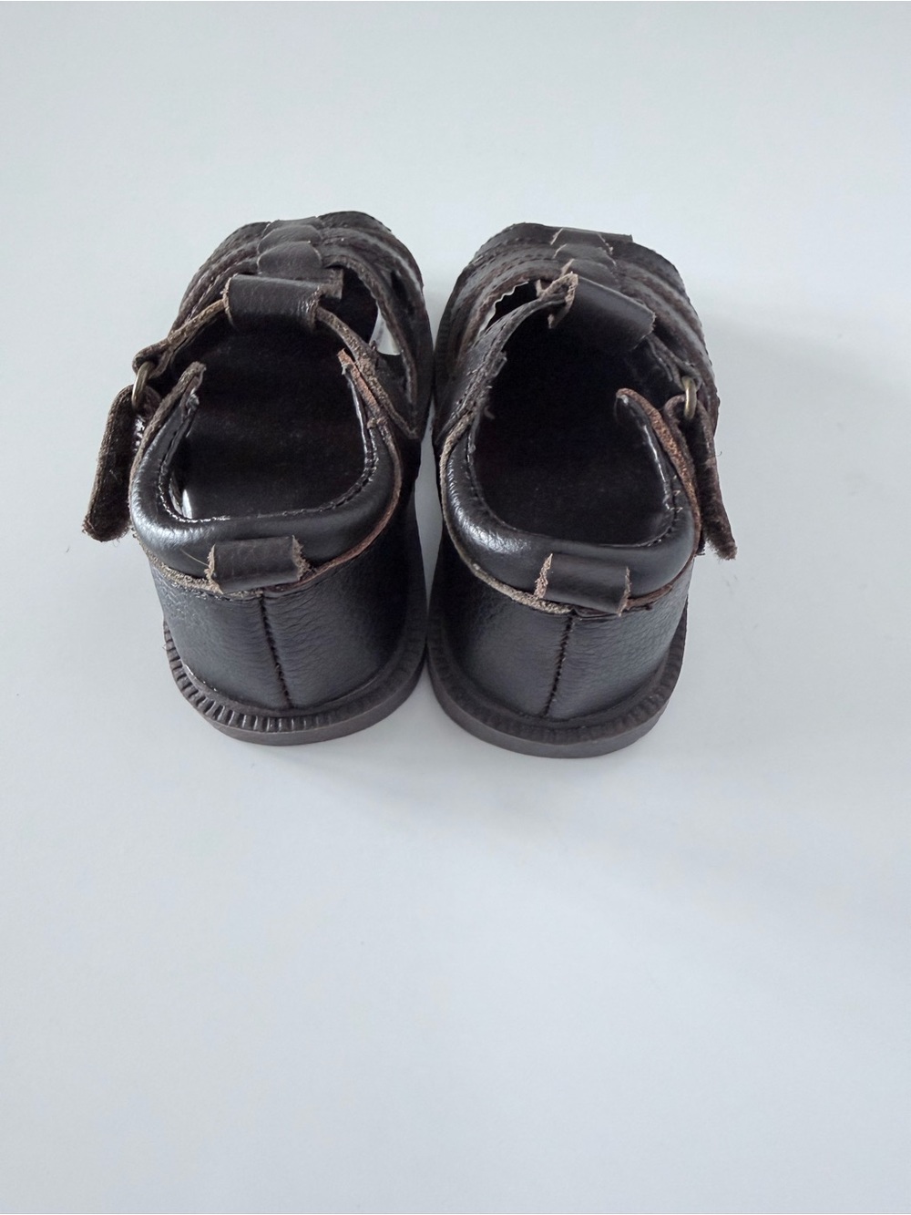 Janie and Jack Baby Dark Brown Woven Leather Sandals Size 4 - Picture 4 of 7
